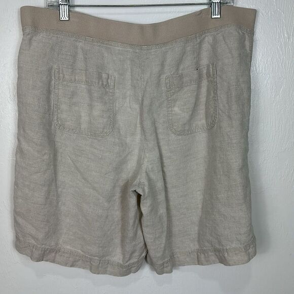 J. Jill Linen Elasticized Waist High Rise Shorts In Beige Size 14 - Picture 3 of 10